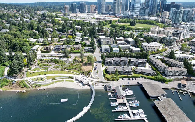 Meydenbauer Bay park and Bellevue's downtown can be seen in this aerial photo.